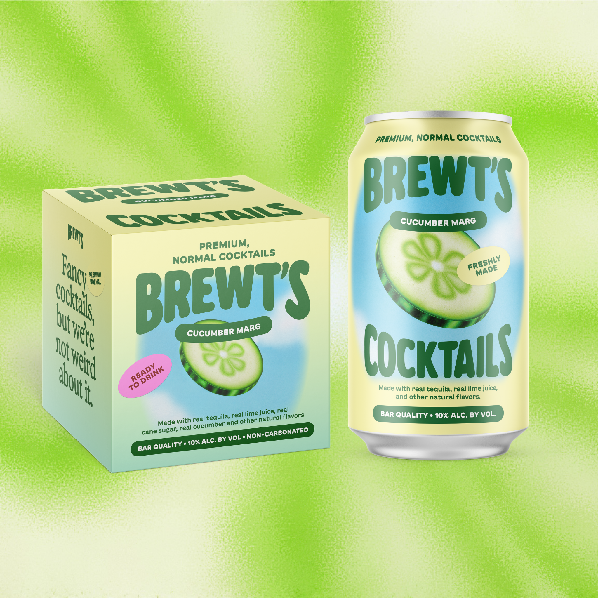 Brewt's Cucumber Margarita 4 Pack 10% ABV Real Tequila