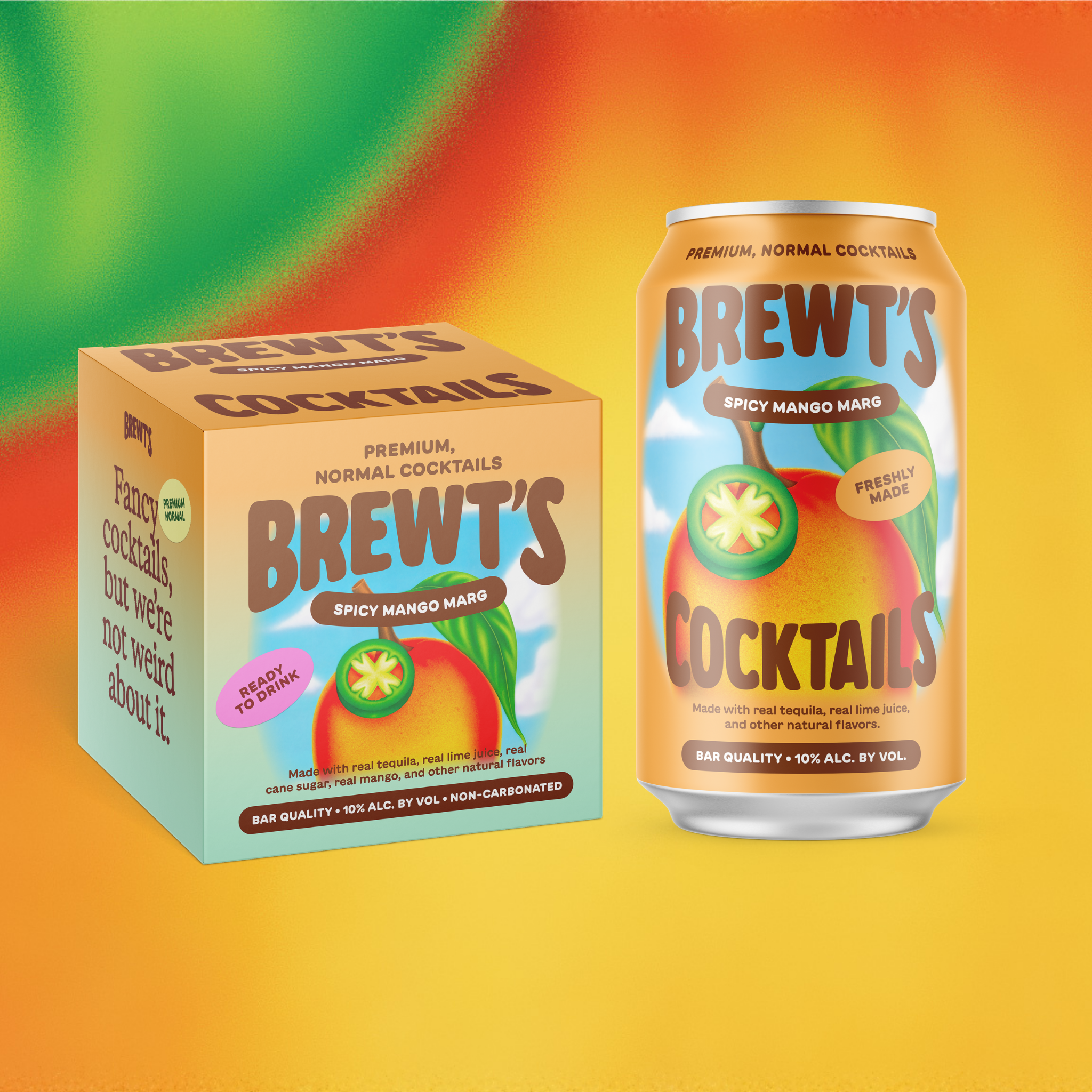 Brewt's Spicy Mango Margarita 4 Pack 10% ABV Real Tequila